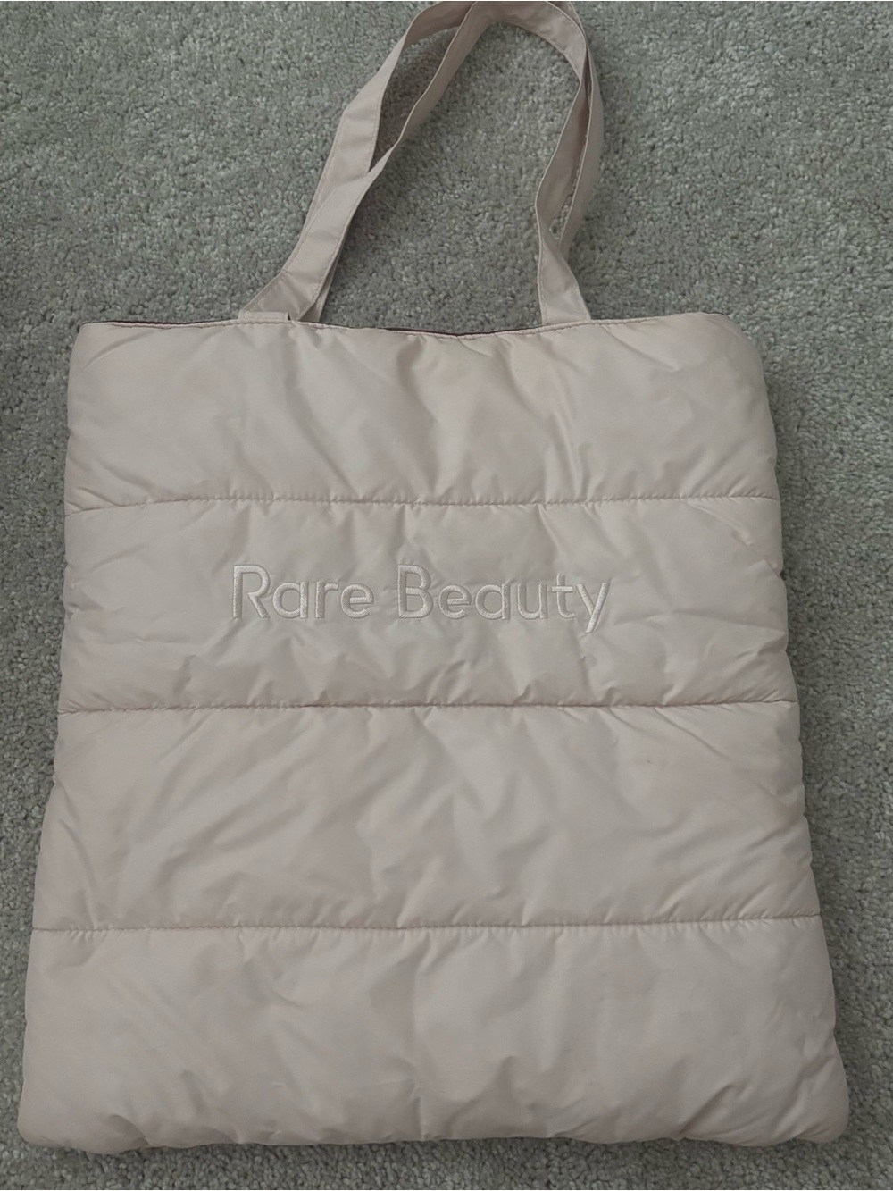 Rare Beauty Light Cream Quilted Tote